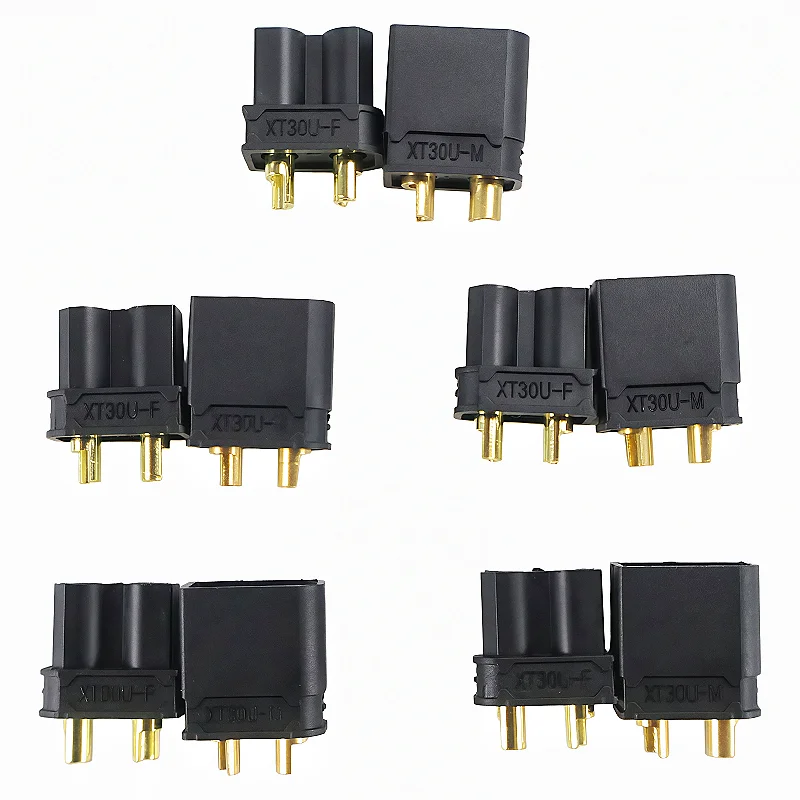 10 Pairs XT30 XT-30U Black Male Female Bullet Connectors Plugs For RC Multi Axis Aircraft Fixed Wing Lipo Battery ESC