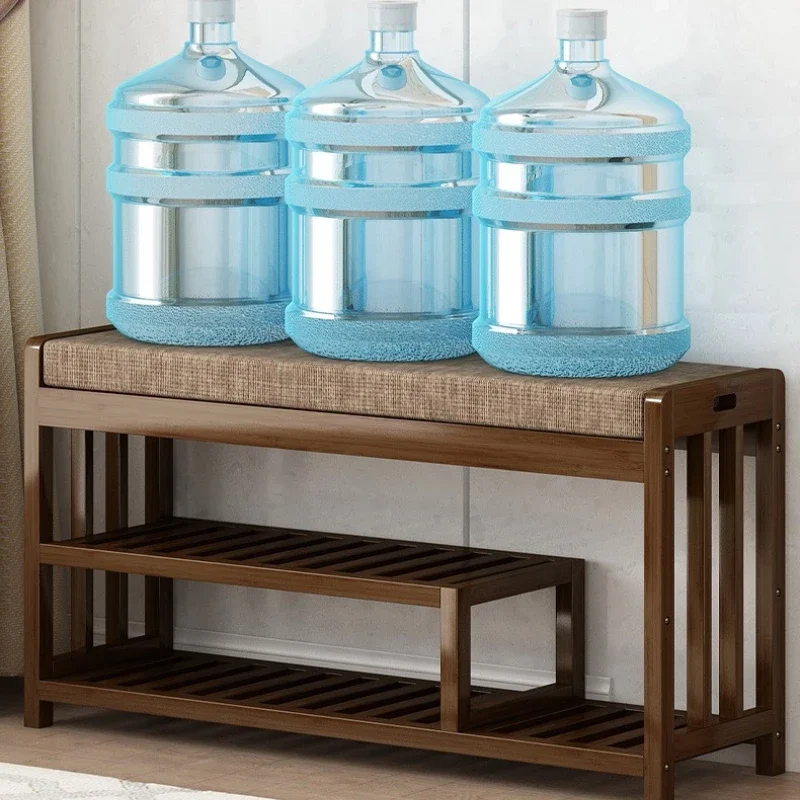 

Solid Wood Shoe Change Stool Home Entry Bench With Storage Shoe Rack Soft Bag Simple Sofa Stool