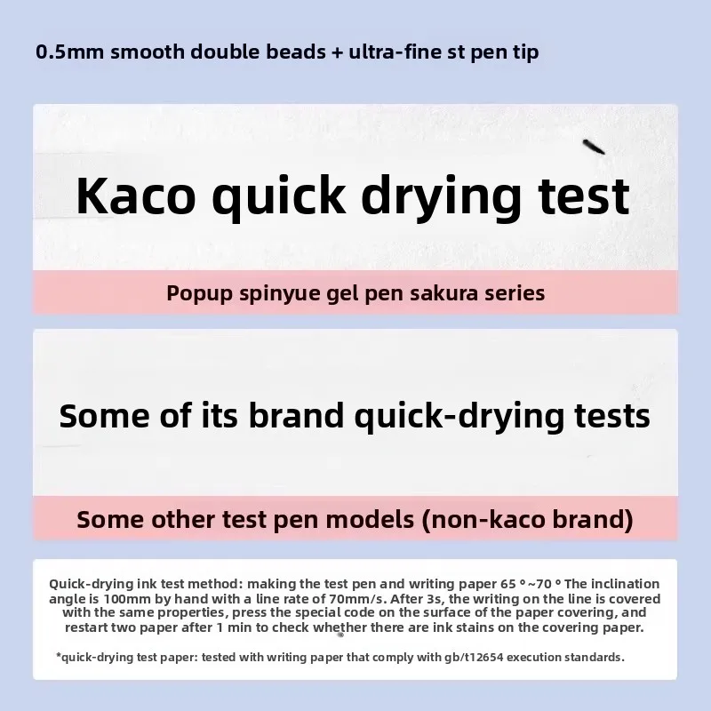 قلم جل KACO Lingyue Sakura إصدار محدود، قلم POPUP قابل للسحب بالضغط الجانبي، 0.5 مم، للطلاب، امتحان سريع الجفاف ST Nib، Br