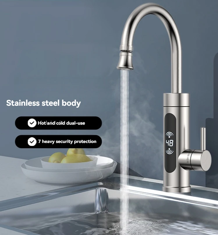 Instant Tankless Electric Water Heater Faucet 360° Rotating Hot Water Faucet with Digital Display Fast Heating Tap