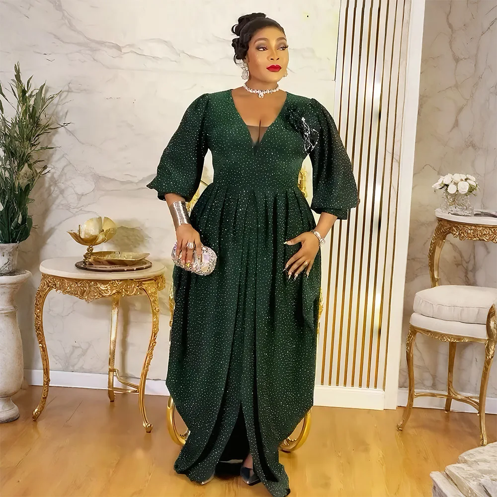 robes-africaines-pour-femmes-elegantes-robe-a-fleurs-avec-diamants-vetements-africains-plisses-ankara-dashiki-robe-de-soiree-robe-de-bal-de-mariage