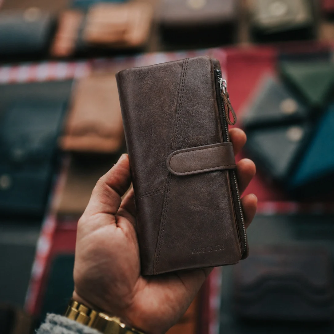 CONTACT'S Wallets for Men Long Wallets Coin Purses Card Money Clip Luxury Travel Business Brand Genuine Leather Men's Wallets