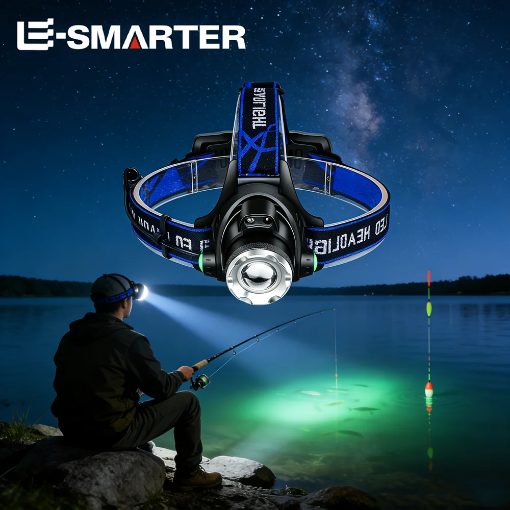 Portable Headlight Powerful LED Headlamp Telescopic Zoomable Head Torch Outdoor Waterproof Rechargeable Fishing Camping