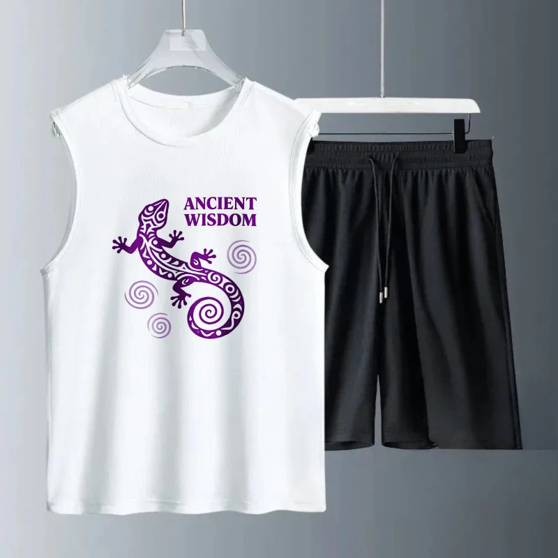 

Men's Tank top Sets drip clothing Short Sleeve+ Shorts Fashion men's set Breathable Summe clothing set Polyester