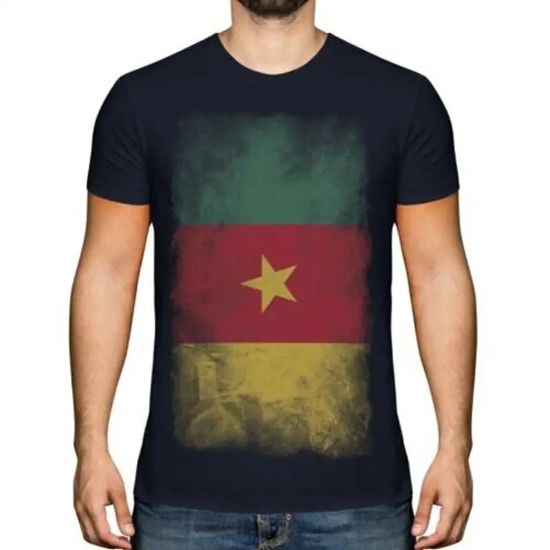 

Cameroon Verblaßte Flagge Herren T-Shirt Cameroun Fußball Kameruner Hemd