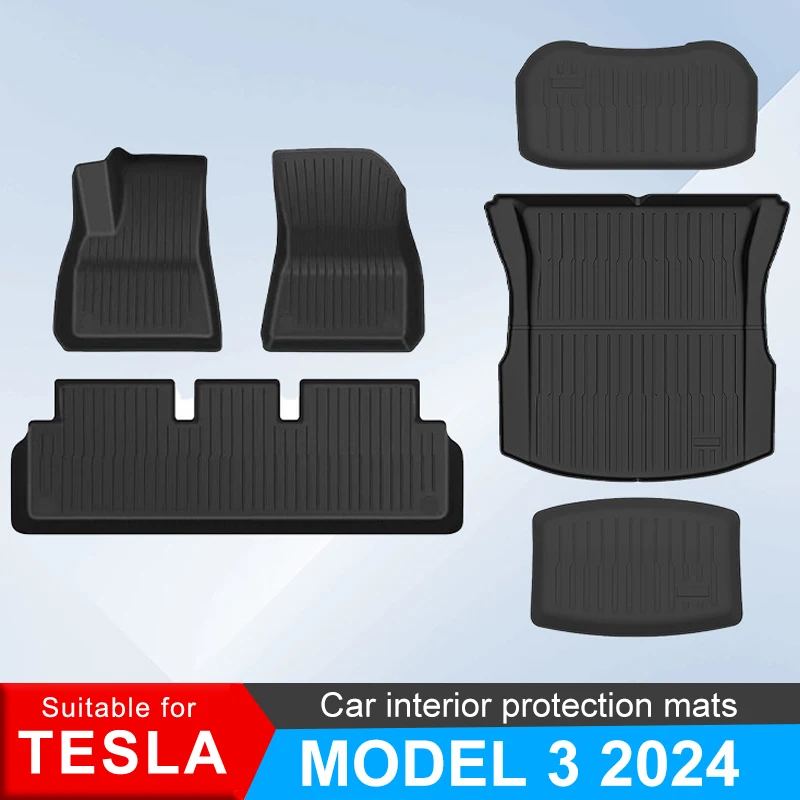 For Tesla Model 3 2024 Highland 3 Car Mats Anti Fouling Carpet Floor Mats Trunk Storage Storage Mats TPE Interior Accessories