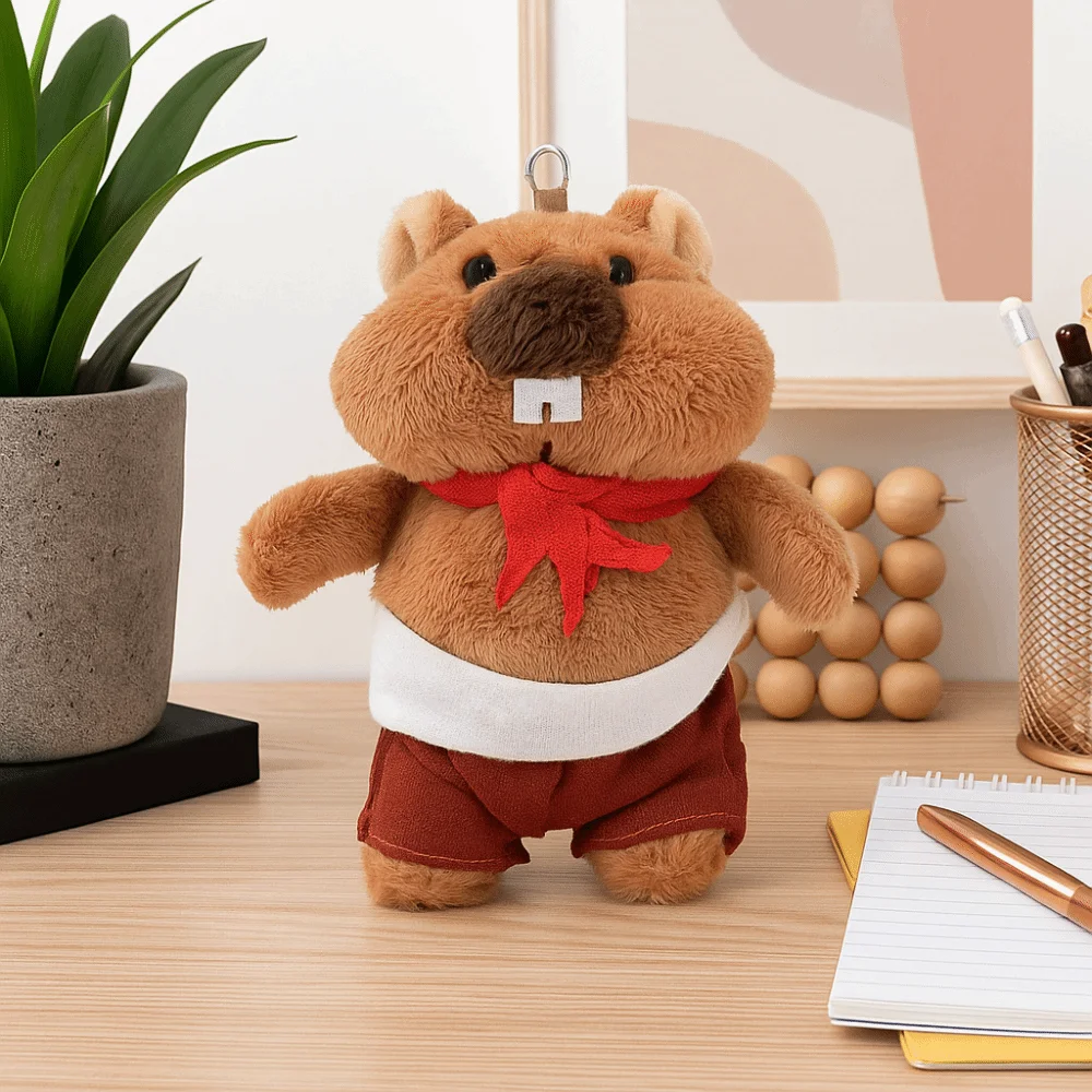 Cartoon Design Groundhog Plush Keychain Stuffed Doll Soft Texture Groundhog Backpack Doll Kawaii Lovely Plush Bag Pendant