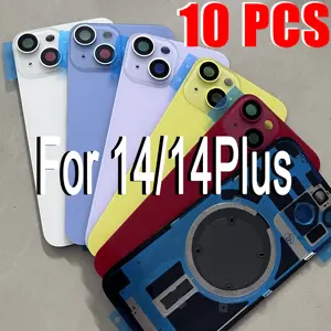 Bilashmart 10 Rear Battery Door Back Glass iPhone 14 Pre Installed Plate and Camera Frame Back Cover Replacement Part 14 Plus