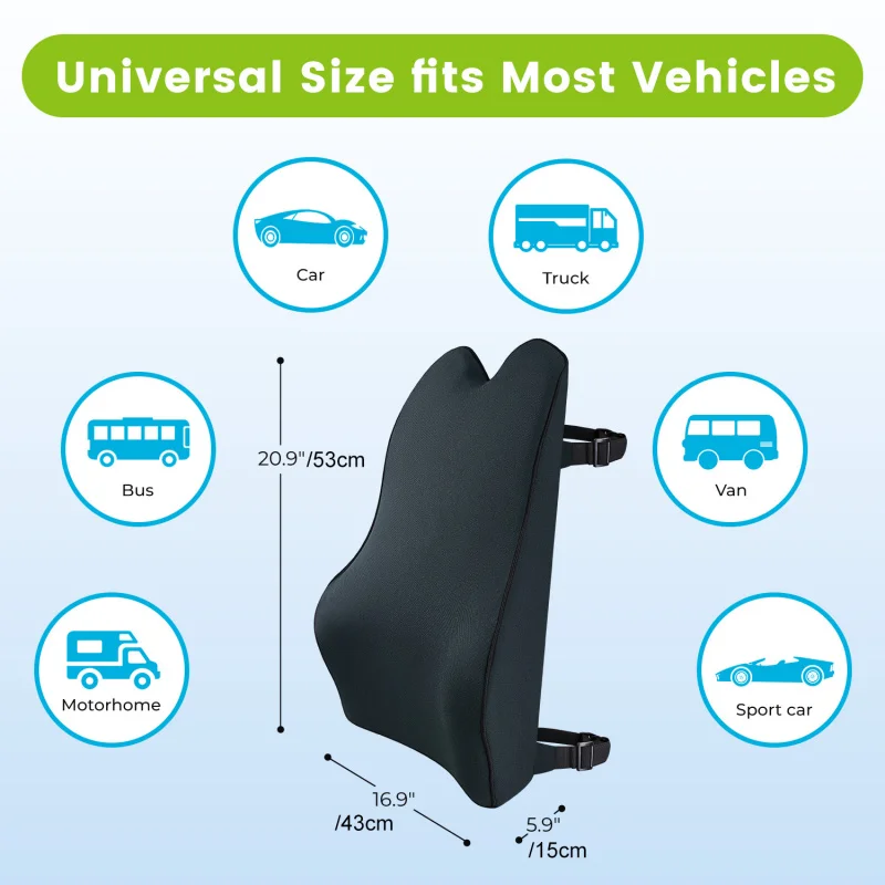 Thin and Light Back Cushion Lumbar Pillow for Home Chair, Office Chair,and Car Seat - Gray