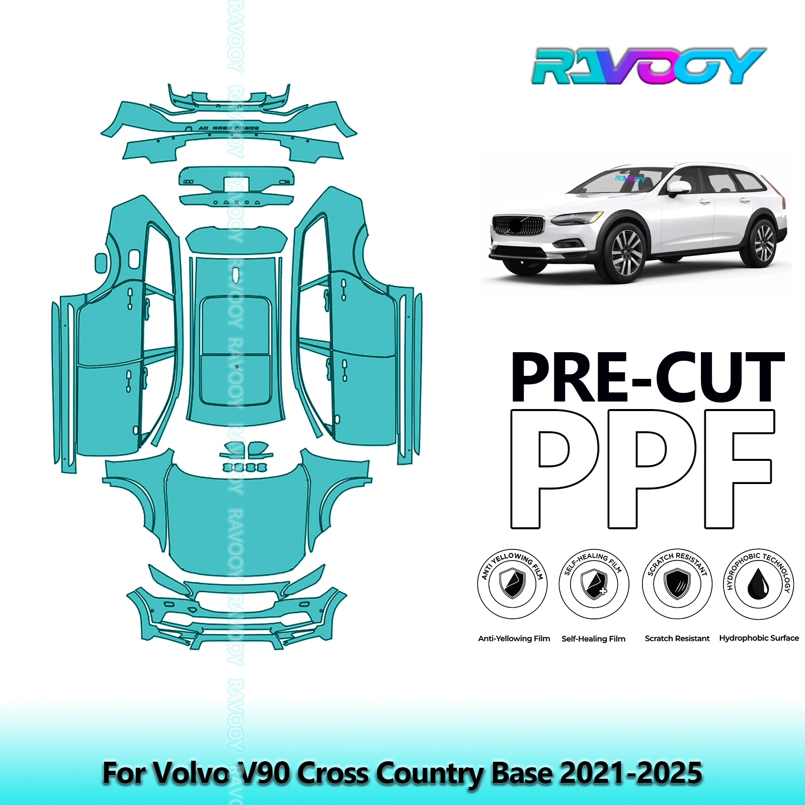 

Car Precut Paint Protection Film Full Vehicle Anti-scratch Exterior TPU PPF For Volvo V90 Cross Country Base 2021-2025