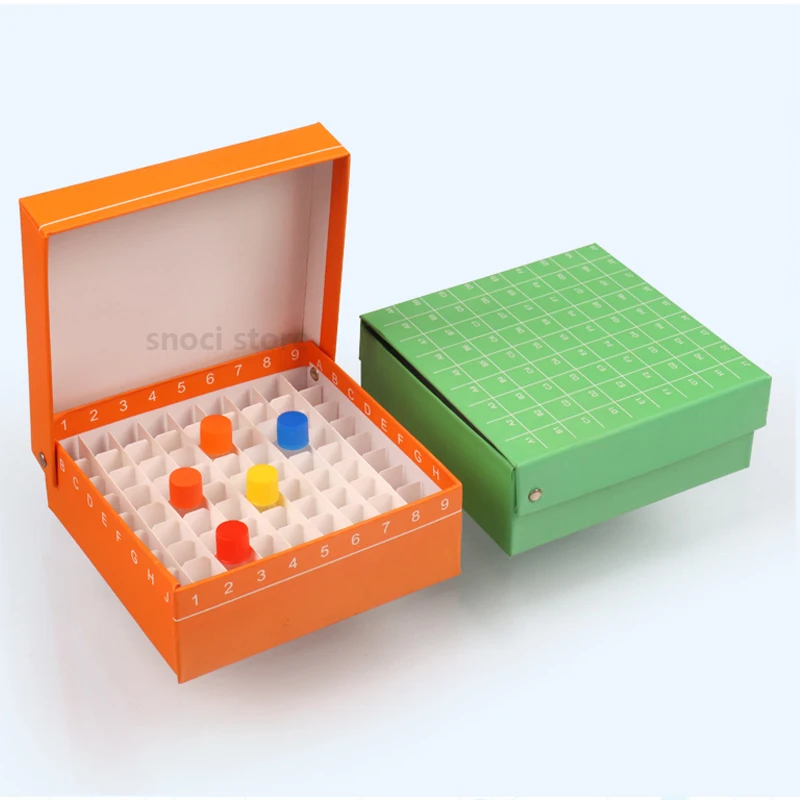 Laboratory Test Tube Box with lid Cryotube box 81-holes flip-lid Tubes boxes with lid for 1.5ml 1.8ml 2ml test tubes, 1 piece