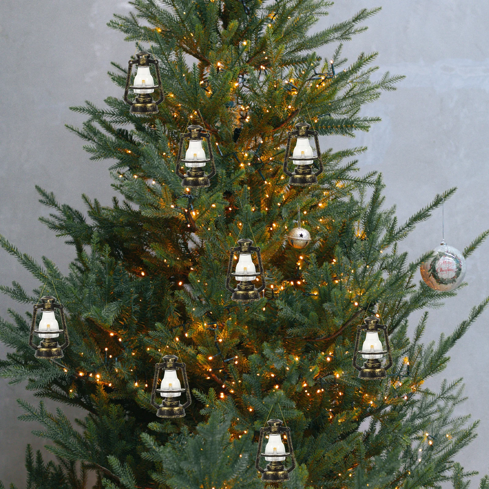 

10pcs Mini Lamp Models Retro Lantern Light Decor Christmas Tree nament Hanging Party Xmas Home Office