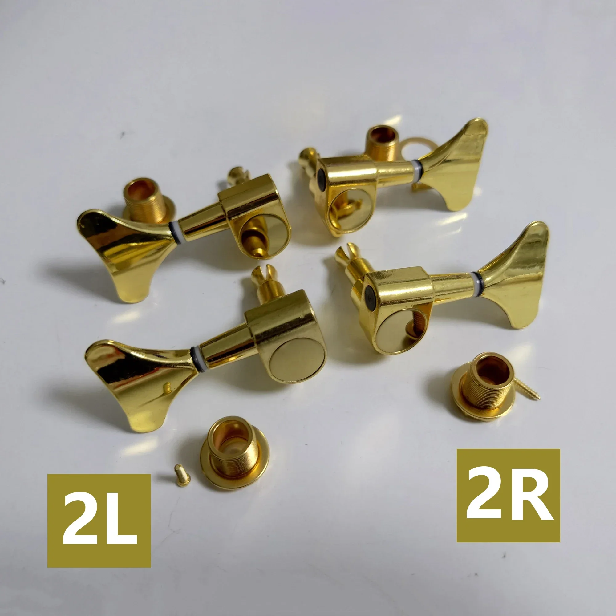 Gold Closed Electric Bass Tuning Pegs, Left & Right Tuners Set for 2L 2R String Configuration