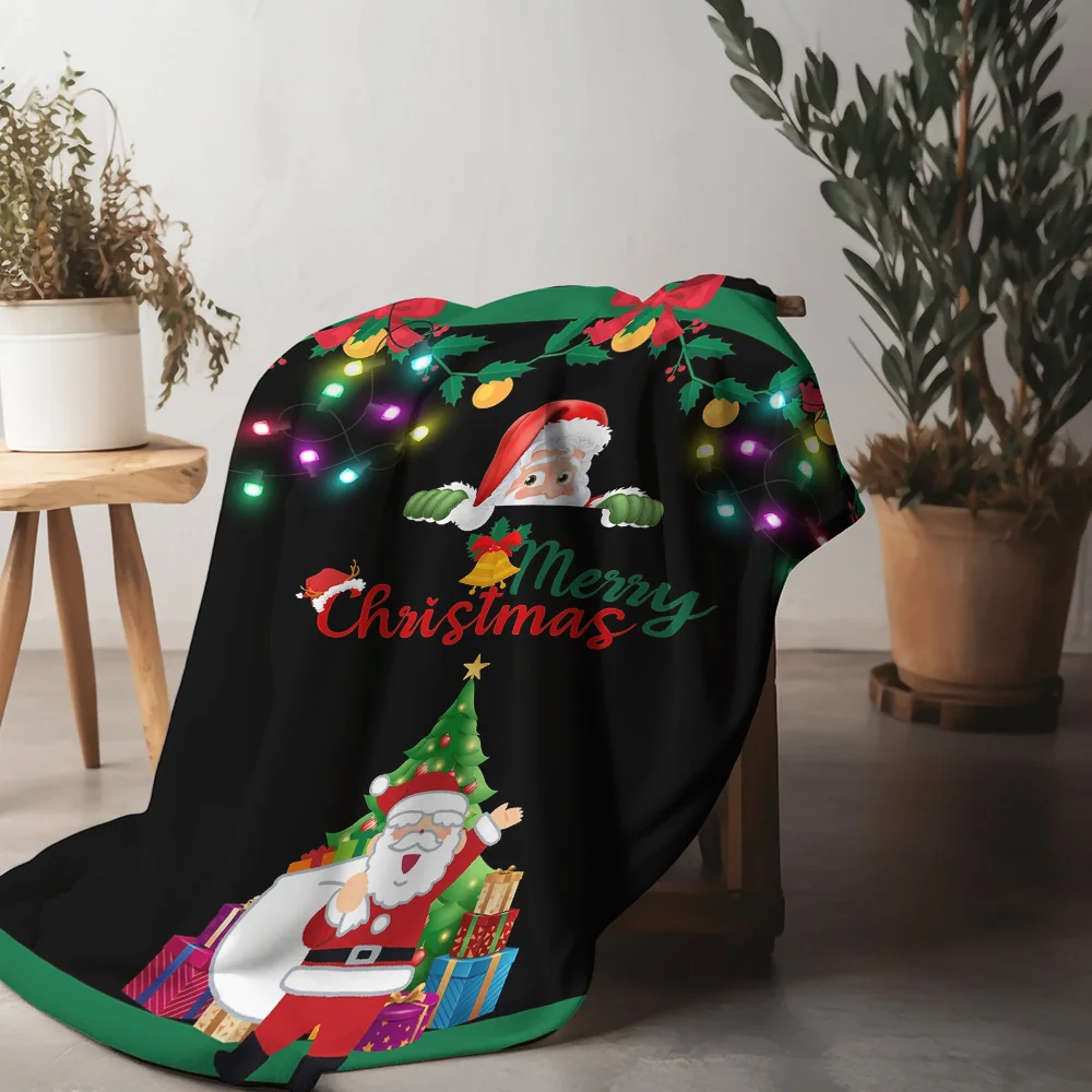 

TuniuРождественское одеяло Санта-Клауса, мягкое теплое уютное одеяло для дивана-кровати, спальни, подарок