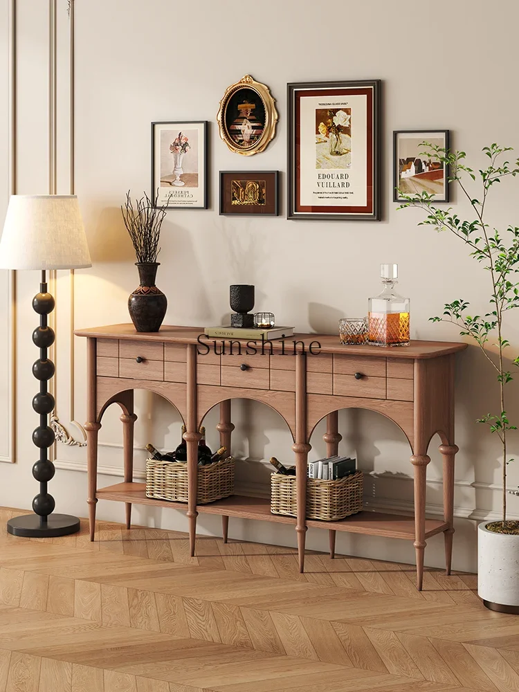 

French retro style all solid wood porch cabinet rectangular storage cabinet FT