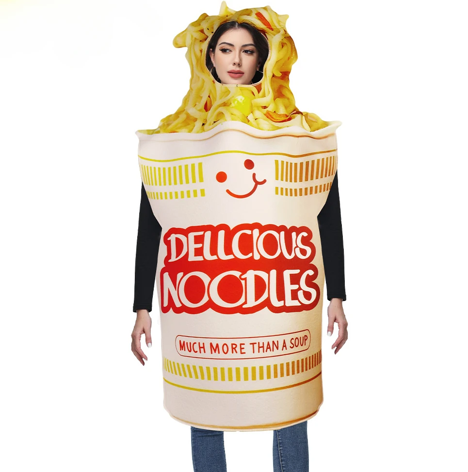 

Trendy Snack Character Costume - Sponge & Noodles Digital Print Stage Outfit for Adult Halloween Cosplay & Parties