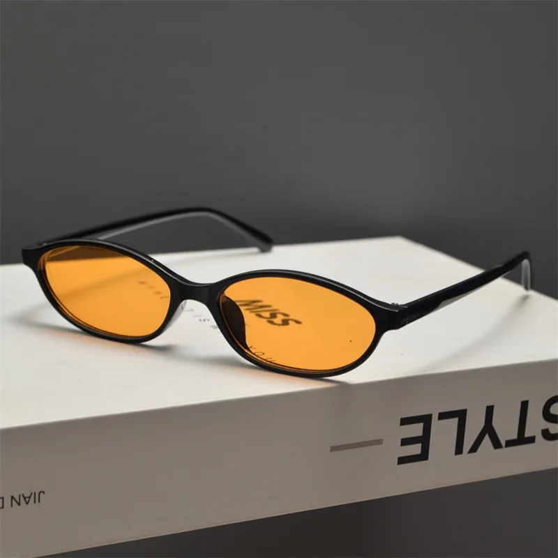 New Retro Oval Cat Eye Sunglasses for Women Y2k Trendy Small Narrow Sunnies 90s Designer Sun Glasses UV400 Gafas De Sol view 2