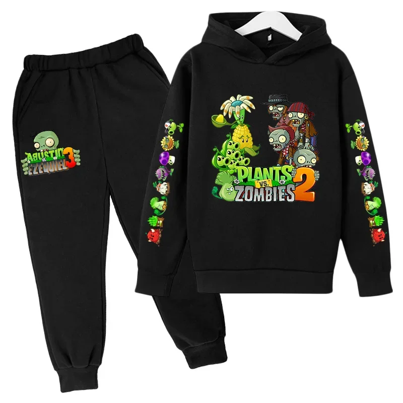 New Cartoon Plants vs. Zombie Clothing Autumn And Winter Children\'S Clothes Long-Sleeved Suit Kids Sportswear Hoodie Costume Set