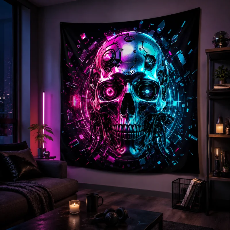 VIKAMA Cyberpunk Girl Tapestry, Wall Decor for Living Rooms and Bedrooms, Cool American-Style Home Decor Tapestry