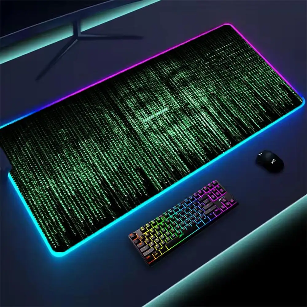 

XXL RGB игровой коврик для мыши хакер код настольный коврик HD геймерские аксессуары большие светодиодные коврики для мыши ПК компьютерный ковер с подсветкой