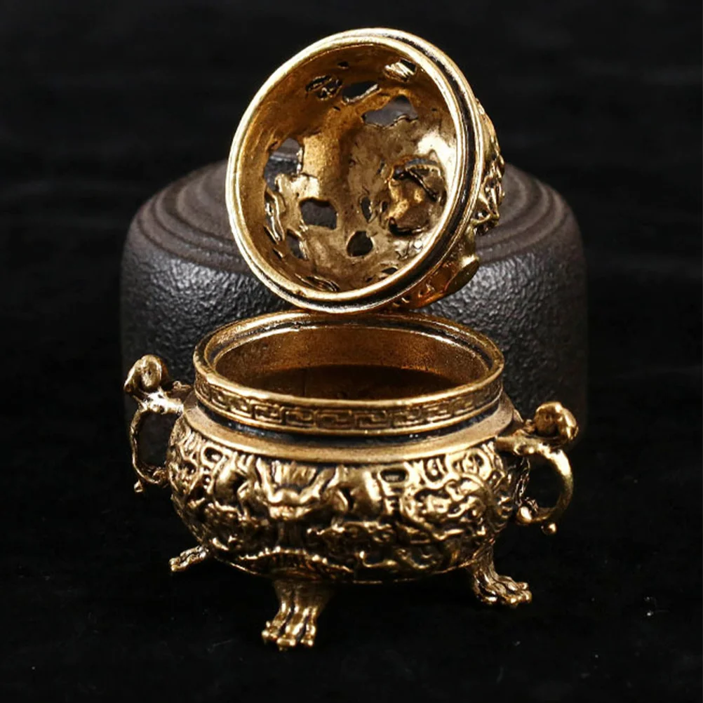 

Exquisite Miniature Incense Burner in Brass Finish Desktop Censer for Study Bedroom Sauna Decor Vintage Aroma Stove Handmade