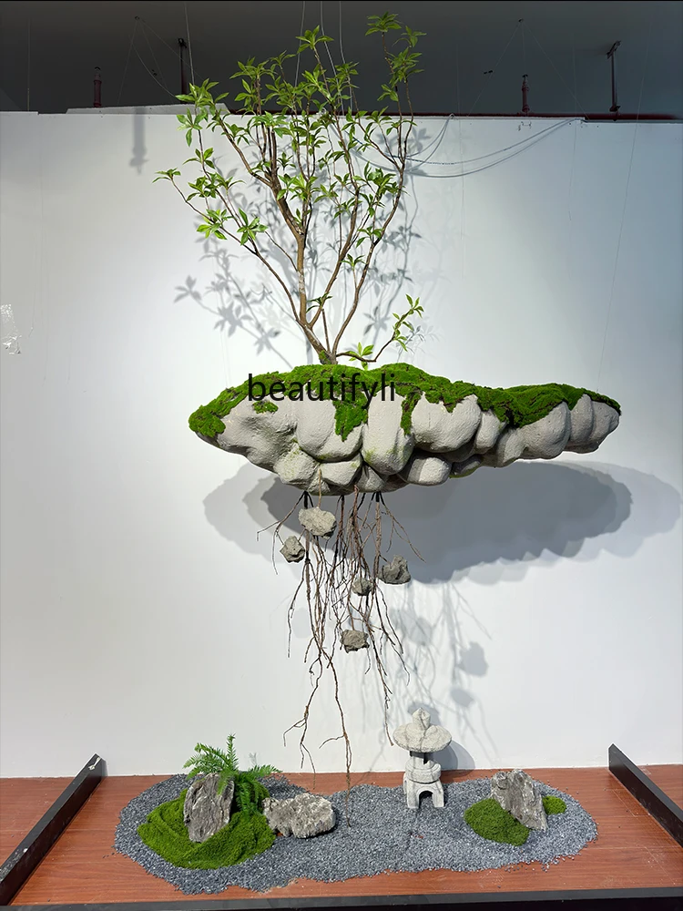 

Suspension Landscape Simulation Green Plant Rockery Stone New Chinese Window Shopping Mall Hanging Decoration