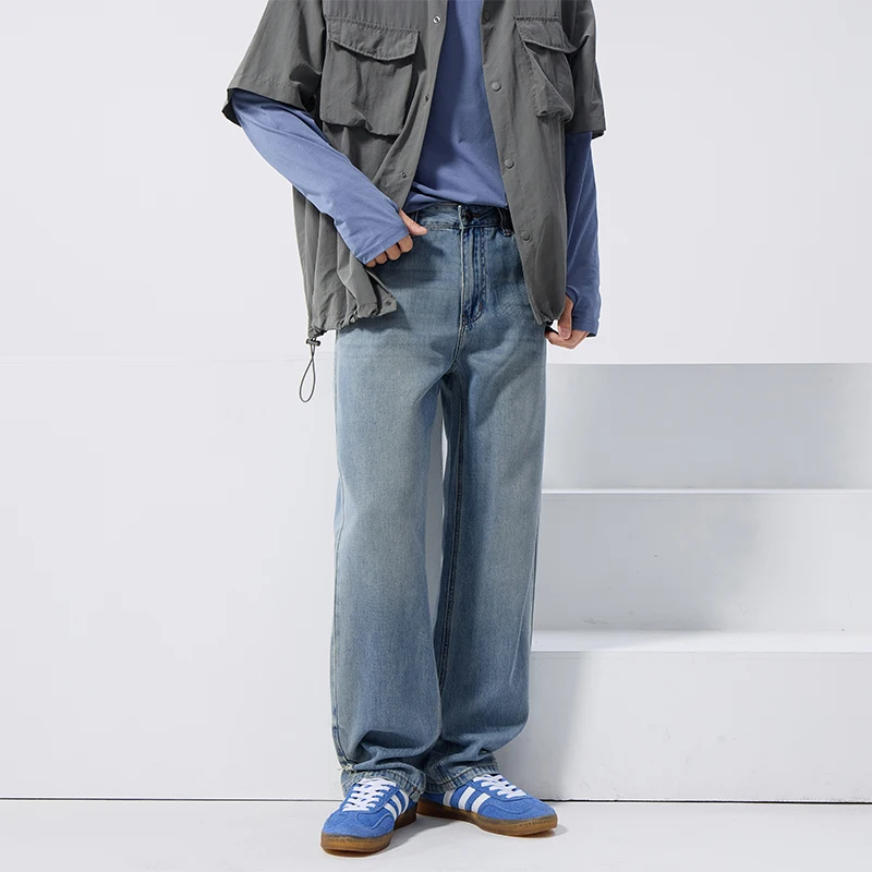 

Новые весенне-летние повседневные свободные джинсы кланафита с прямыми трубками, слегка рваные прямые джинсы Moonbay