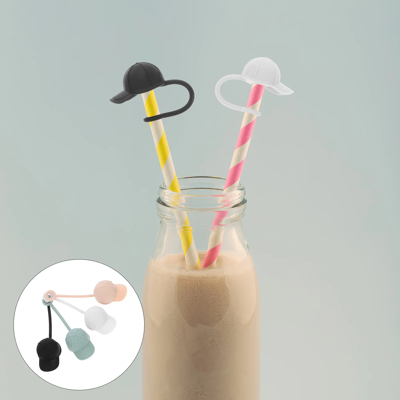 

4Pcs Silicone Straw Caps Dustproof Straw Tip Cover Reusable Covers for Tumblers Cups Bottles Sleeve for Straws