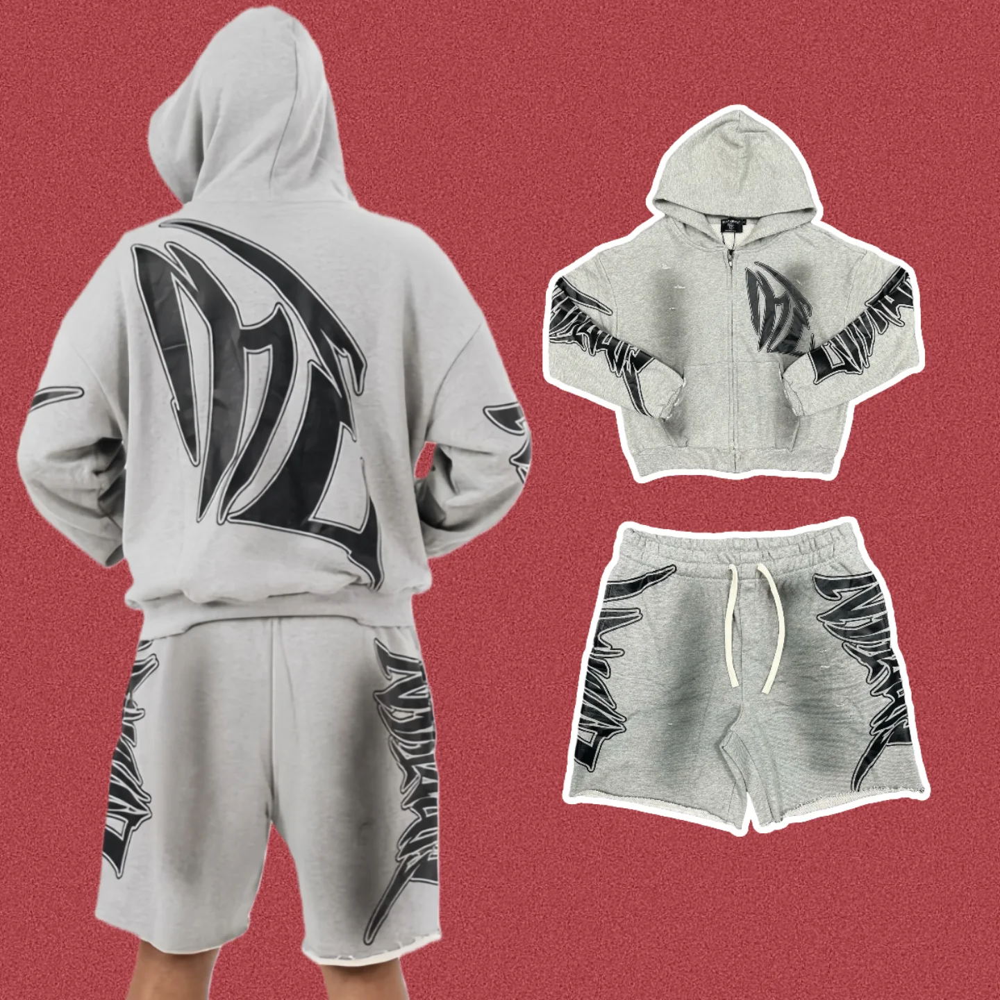 

Американский уличный стиль: худи, свитшот с вырезами, шорты, свободный крой, длинный рукав, застежка-молния, повседневная мода