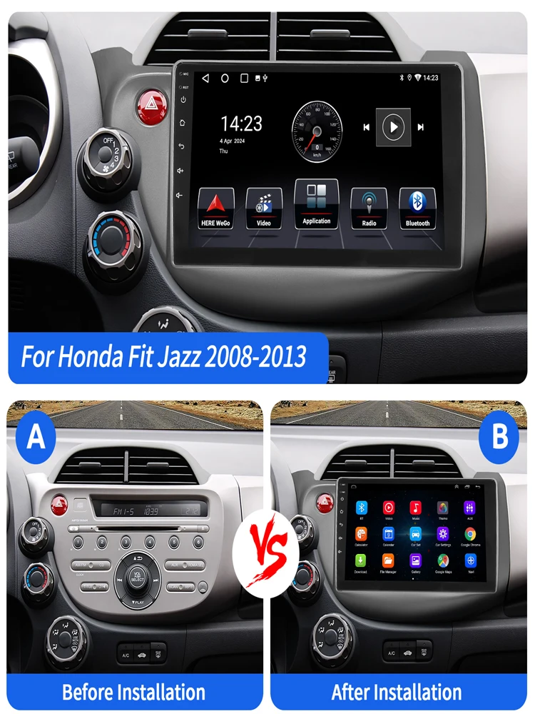 ESSGOO 2 DIN autoradio voor Honda Jazz Fit 2008-2013 Android 15 met draadloze Carplay, Android Auto, GPS, NAVI, WIFI, SWC, RDS, FM, ASP - afbeelding 2