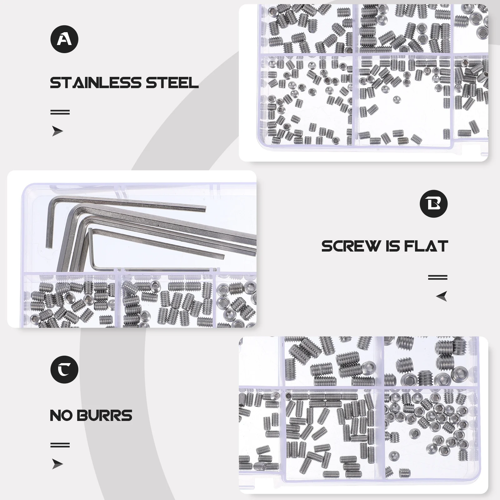 

1Set Inner Hex Wrench Set Screw Stainless Steel Grub Screw Replacement Repair Kit for Bathroom Fixtures Small Screws Assortment