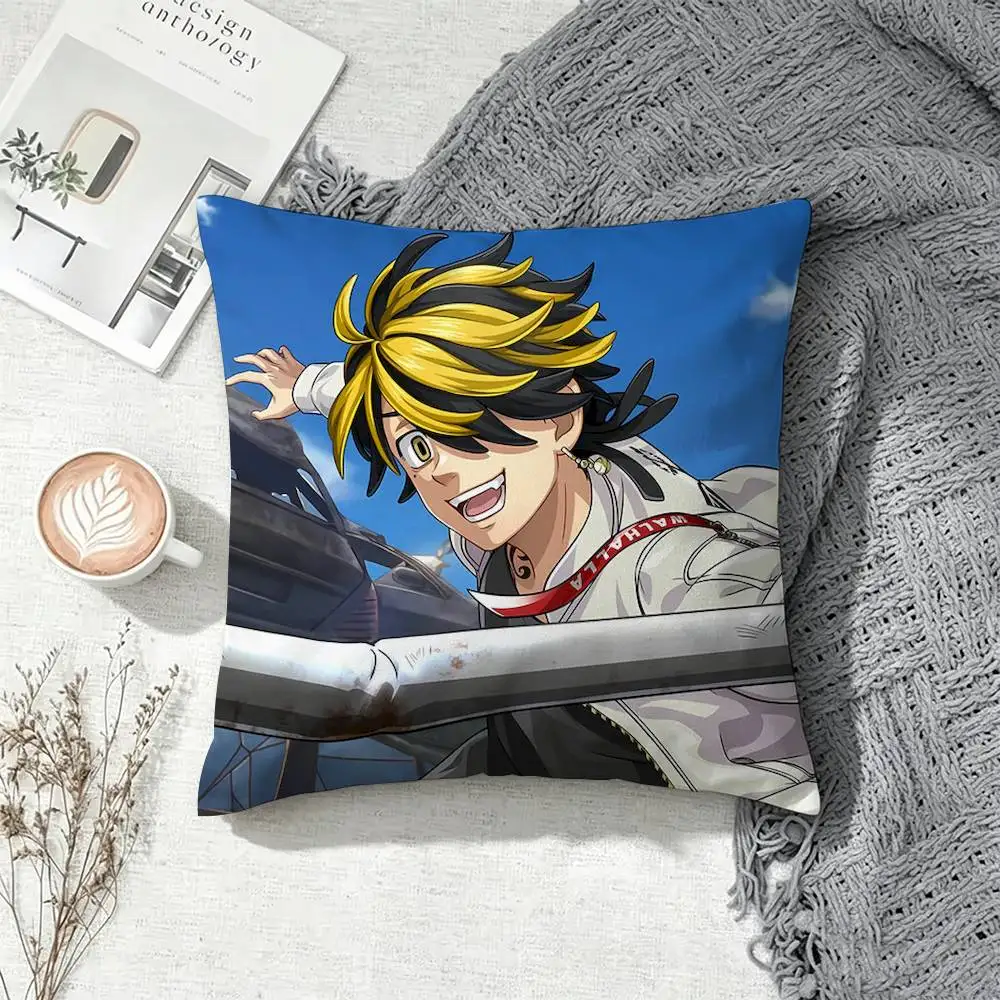 Tokyo Revengers Hanemiya Kazutora  Double-Sided Printed Cushion Cover Bedroom Bedside Sofa Pillow Case