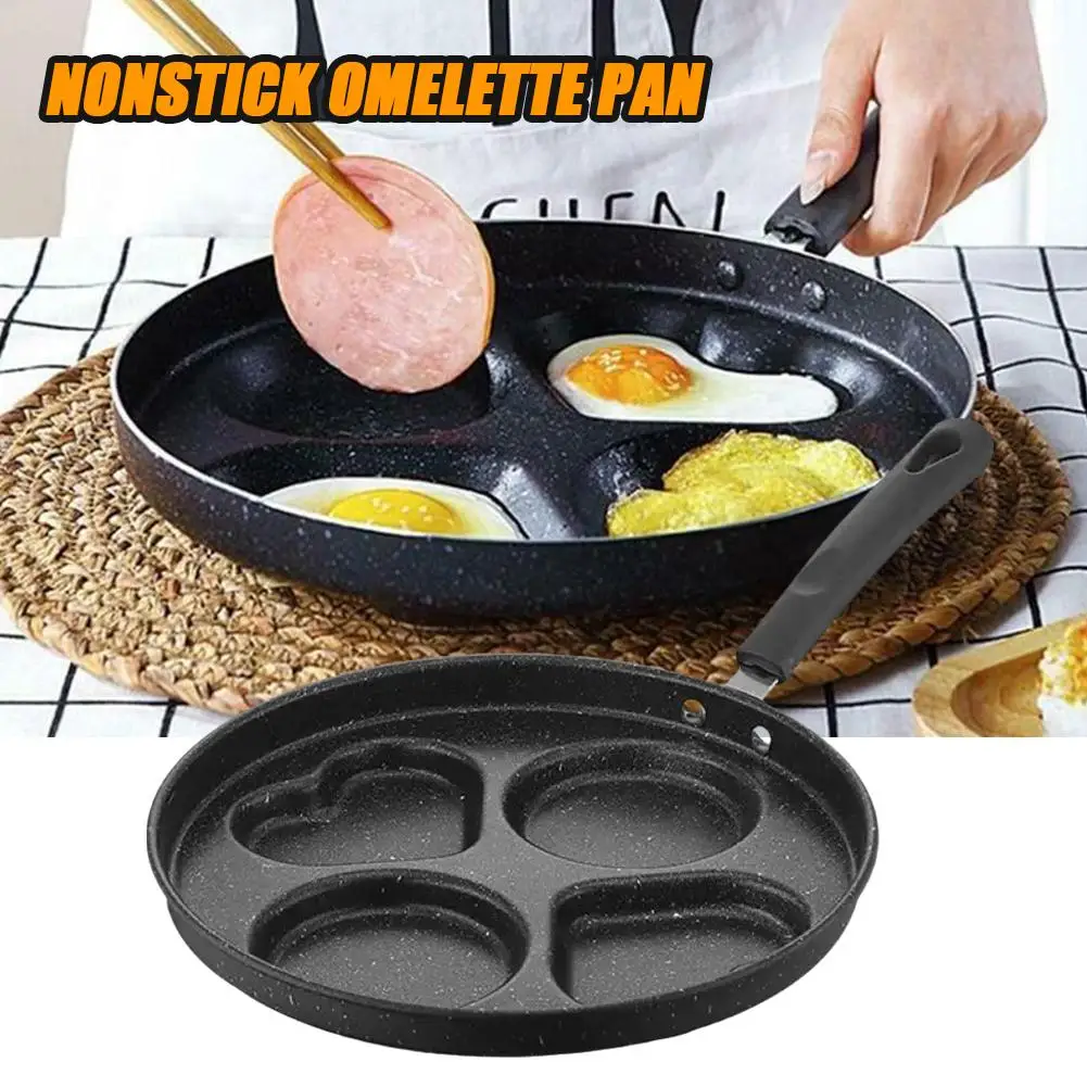 4-Hole Frying Pot Pan Thickened Omelet Pan Non-stick Pan Egg Egg Pans Ham Dual Pan Cookware Cooking Pancake Steak Purpose O6V6