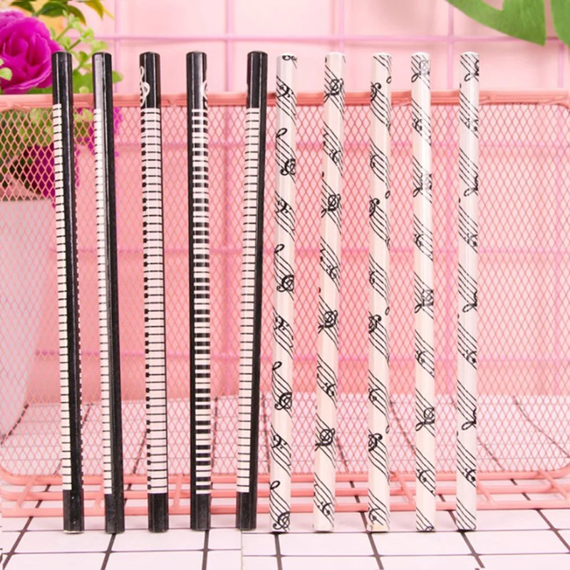 12Pcs Cute Music Notes Piano HB Wooden Standard Pencils Students Painting Pencil Primary School Prize Korean Stationery Gifts