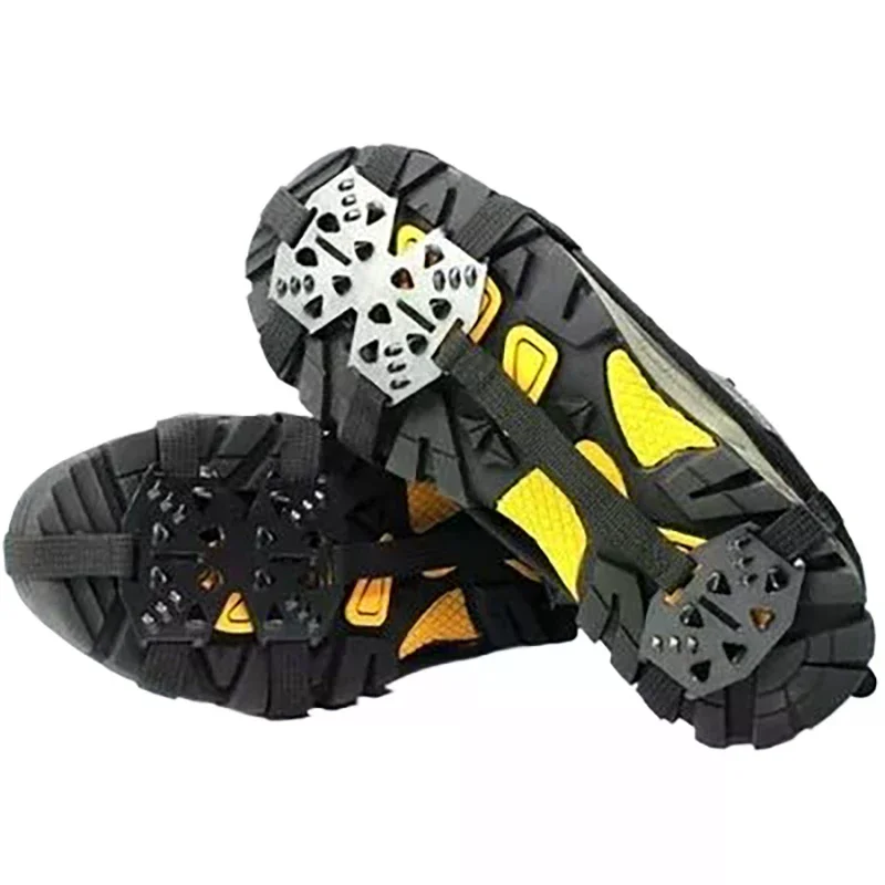 1 Pair M L 24 Teeth Anti-Slip Crampons Shoes Cover Ice Grips Spikes Non Slip Boot Chain for Hiking Ice Climbing Outdoor