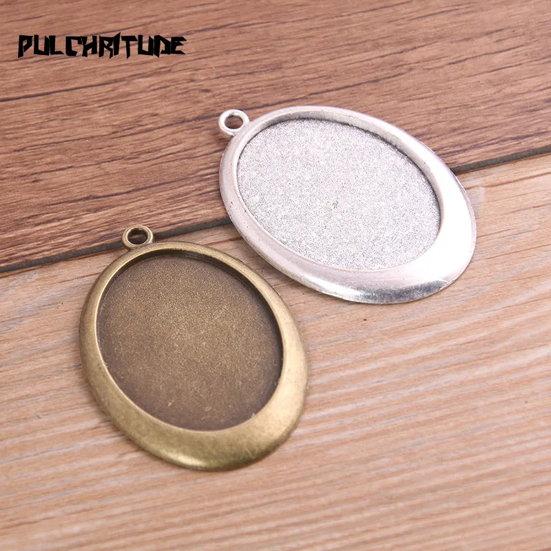 New Fashion 2pcs/lot 30x40mm Inner Size Two Color Big Style Cabochon Base Setting Charms Pendant