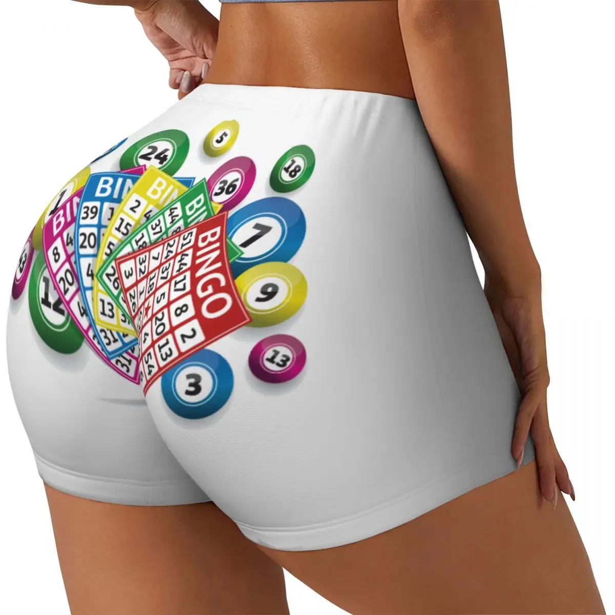 Custom Hot Game Bingo Gym Biker Running Shorts Women Workout Yoga Shorts