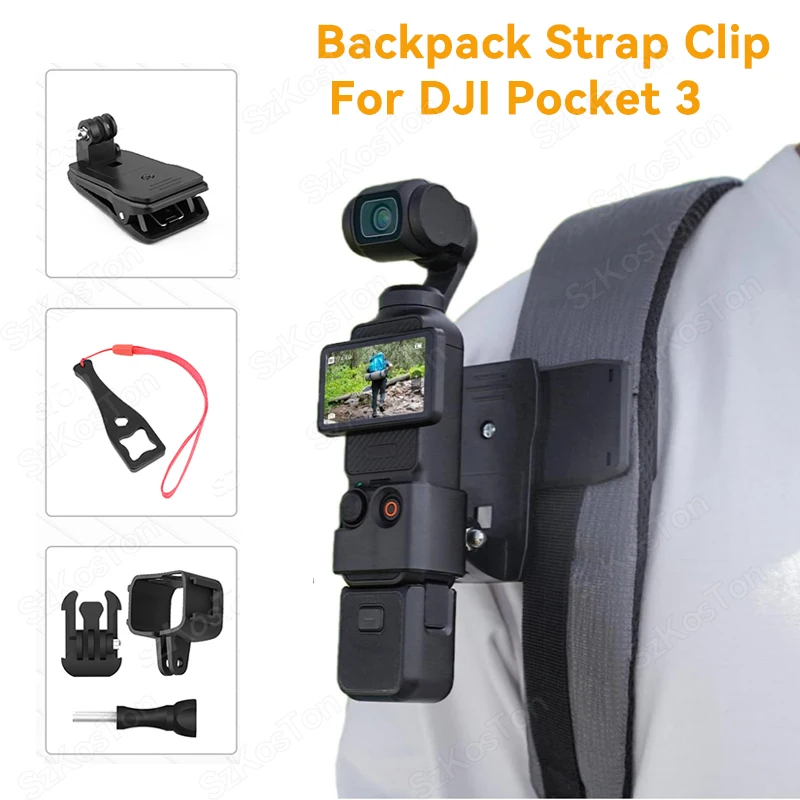Zacisk paska plecaka Obrót o 360 stopni Zacisk paska do kapelusza Uchwyt do akcesoriów do kamery sportowej DJI Osmo Pocket 3