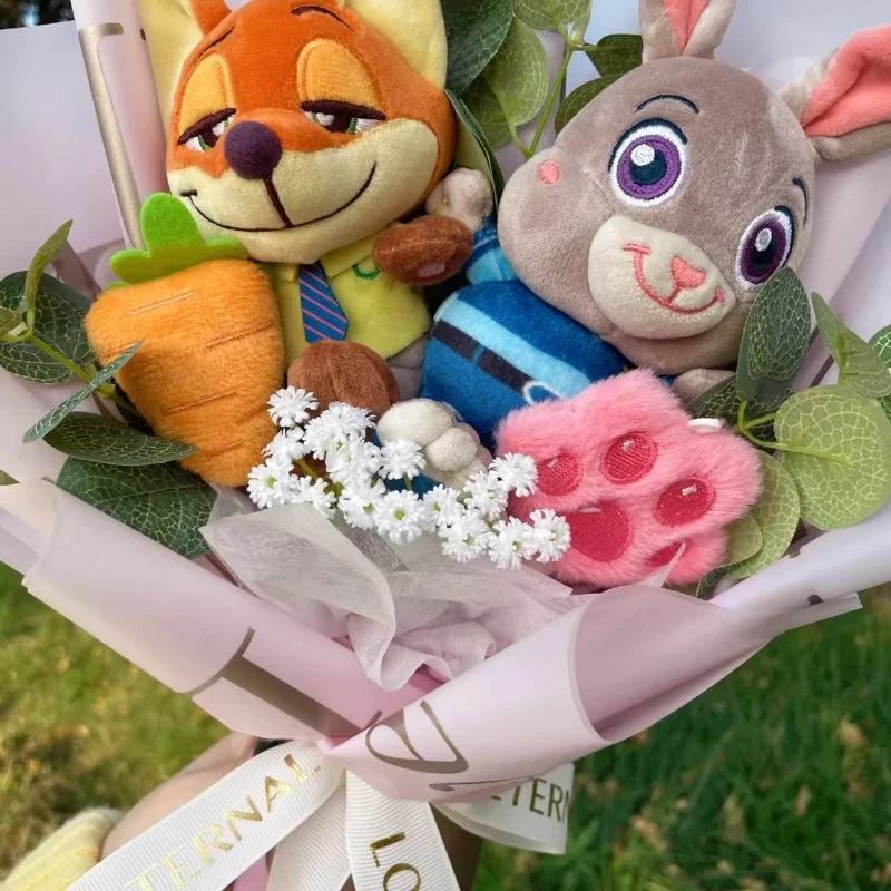 Zootopia Bambole di peluche Judy Hopps Nick Wilde Bouquet creativi fatti a mano Regali di Natale Compleanno Vanlentine
