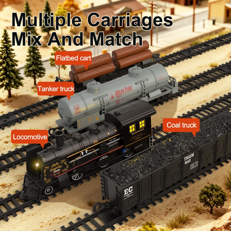 1:87 RC Steam Train 2.4G Simulation Remote Control Spray Track Train Electric Railway Set  Railway Toy for Kids Christmas Gifts view 5