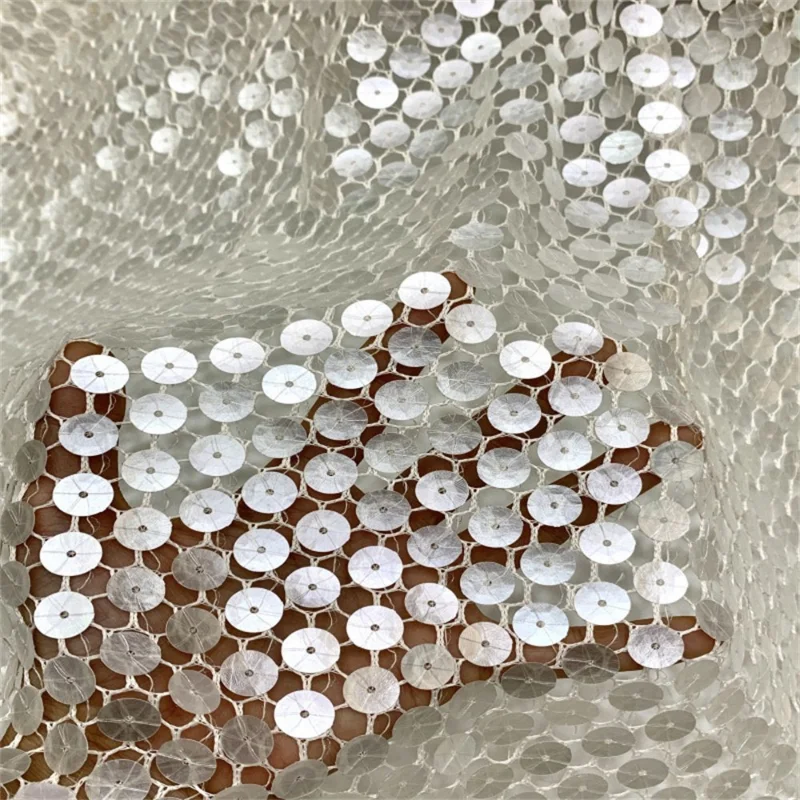 

12mm Round Embroidered Mesh Fabric for DIY Sewing Handmade Evening Dress Shoes Bag Hat Clothing Fashion Material Cloth