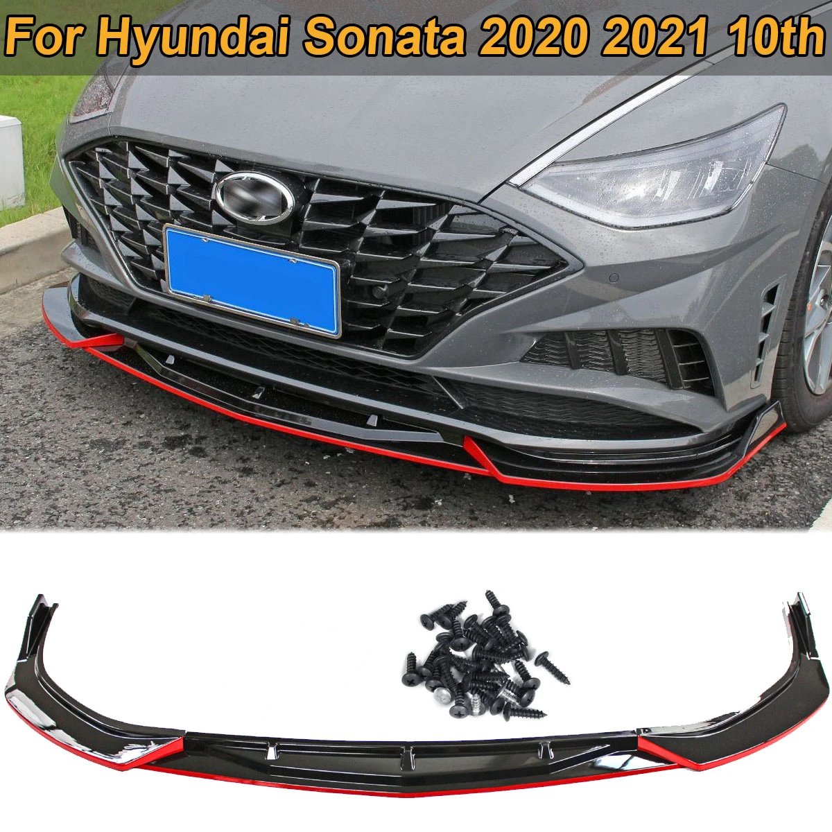 

For Hyundai Sonata 2020 2021 Front Bumper Lip Side Spoiler Splitter Diffuser Body Kit Protection Guard Deflector Car Accessories