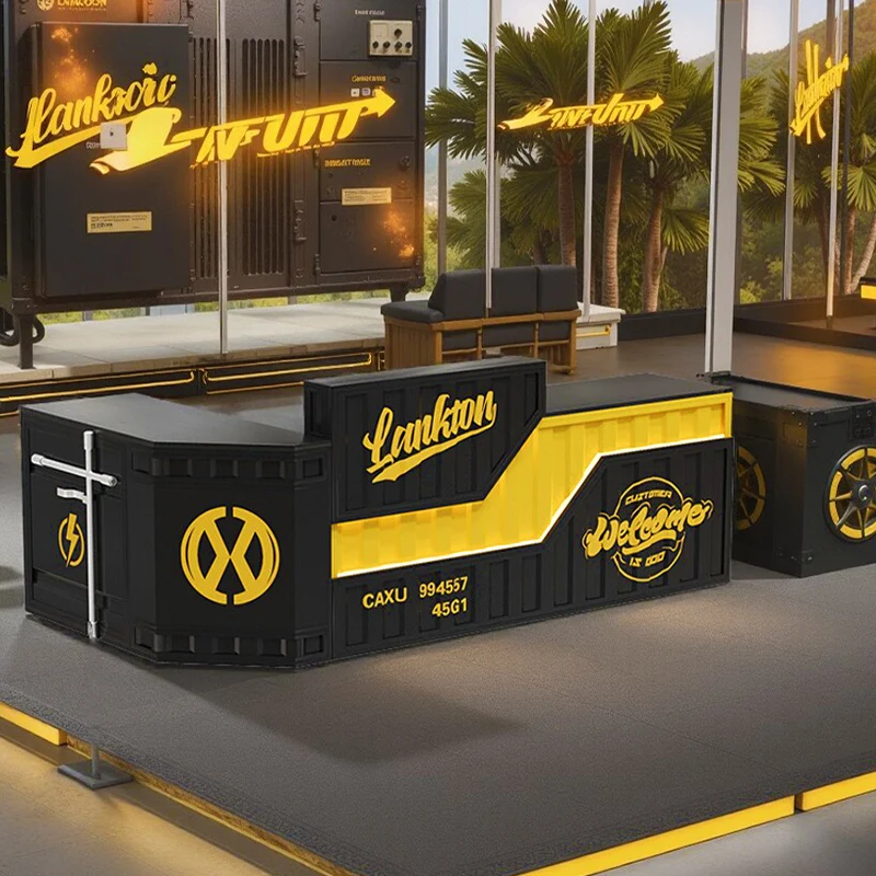 

Stainless Steel Shop Reception Desks Modern Design Counter Commericial Reception Desks Checkout Sales Bureau Office Furniture