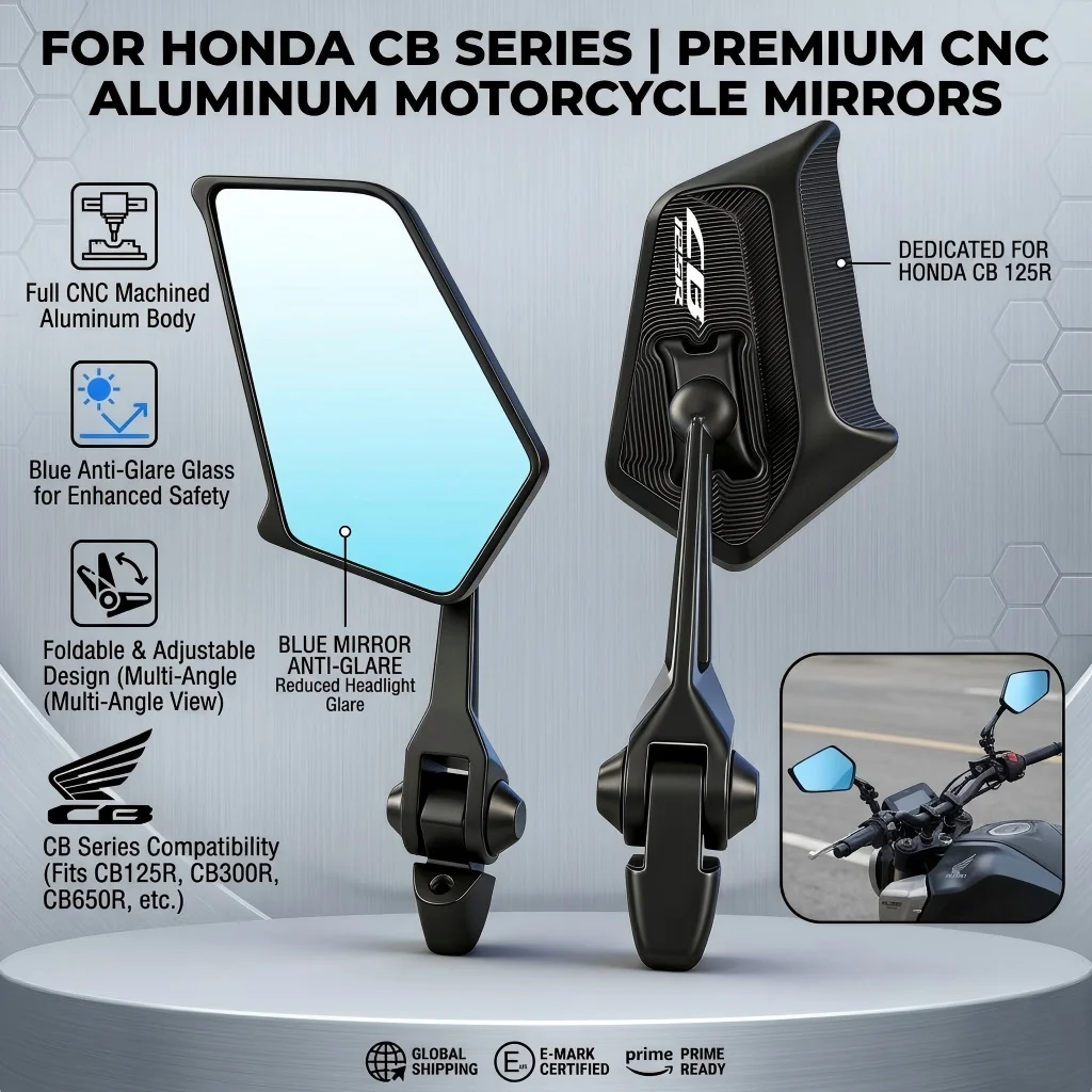 

Universal CNC All-Aluminum Motorcycle Mirrors Adjustable Folding Side Mirror For Honda CB125R CB150R CB190R CB250R CB300R CB400
