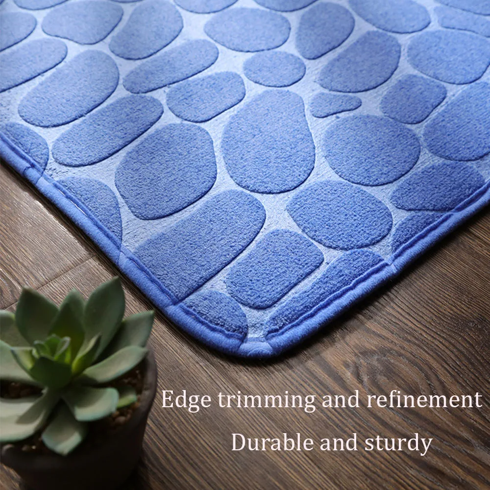 3D Non Slip Bathroom Mat Cobblestone Embossed Bath Mats Absorbent Doormat Carpet Door Floor Mats Machine Washable Quick Drying