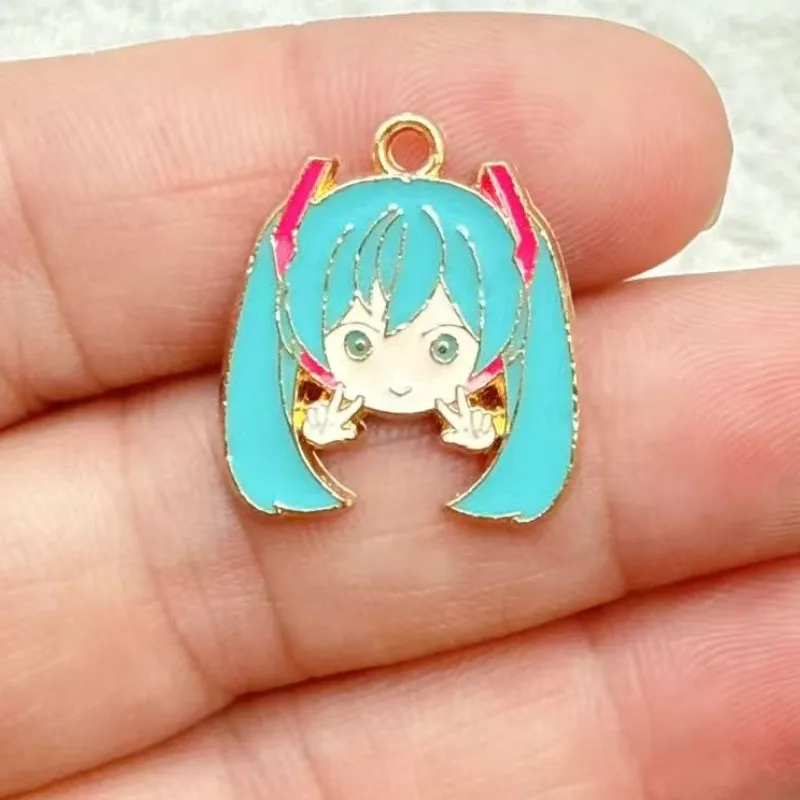 10pcs Cartoon Anime Character Enamel Charms Earring Pendant for Making DIY Keychain Necklace Drip Oil Metal Jewelry Accessories