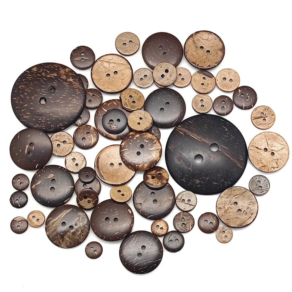 2 Holes Natural Eco-friendly Coconut Shell Wood Button 10-50mm For Clothing DIY Children Scrapbook Decorative Sewing Accessories