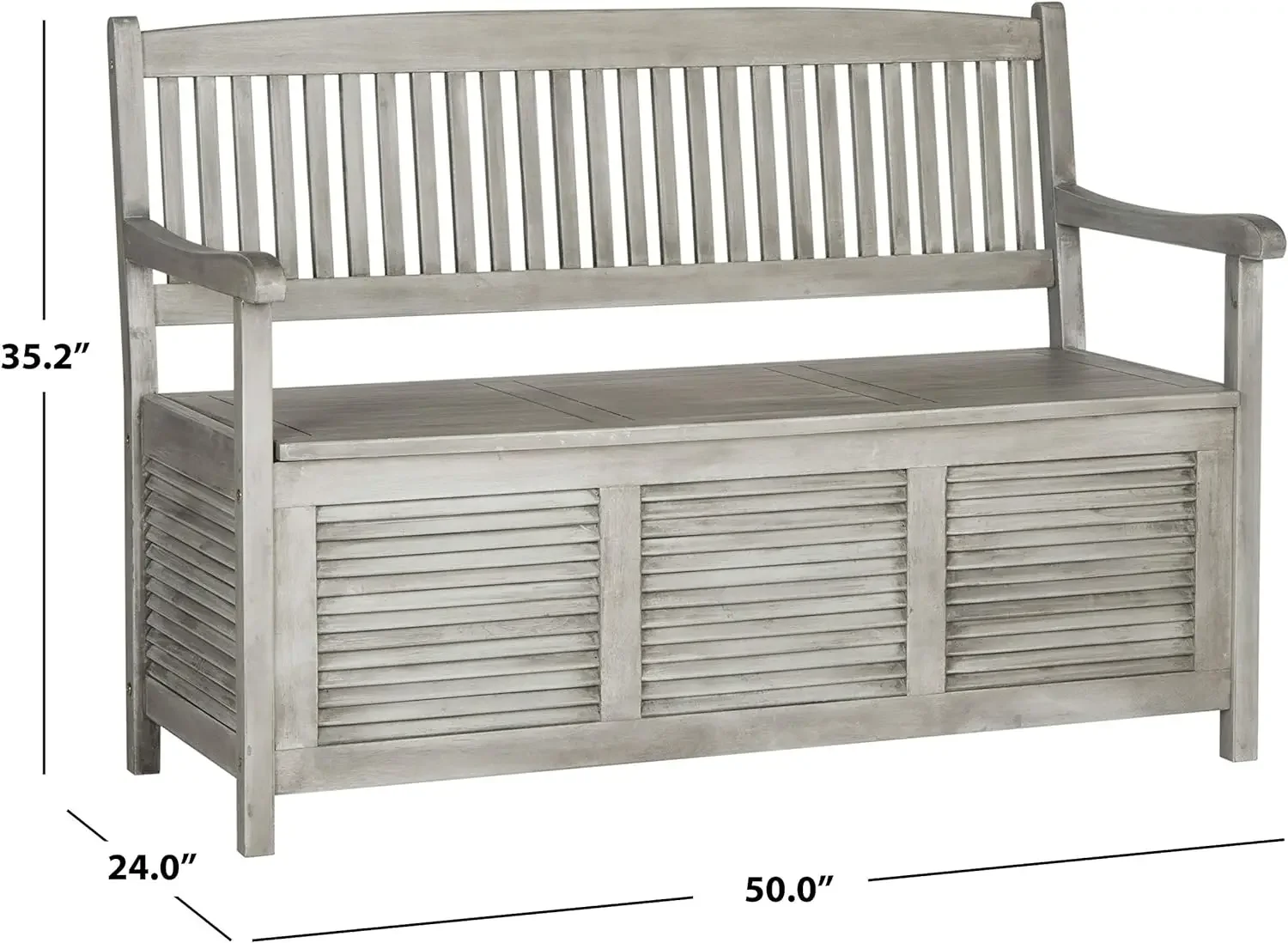 Safavieh-Banc de Rangement Gris, Collection Outdoor, Bris1919