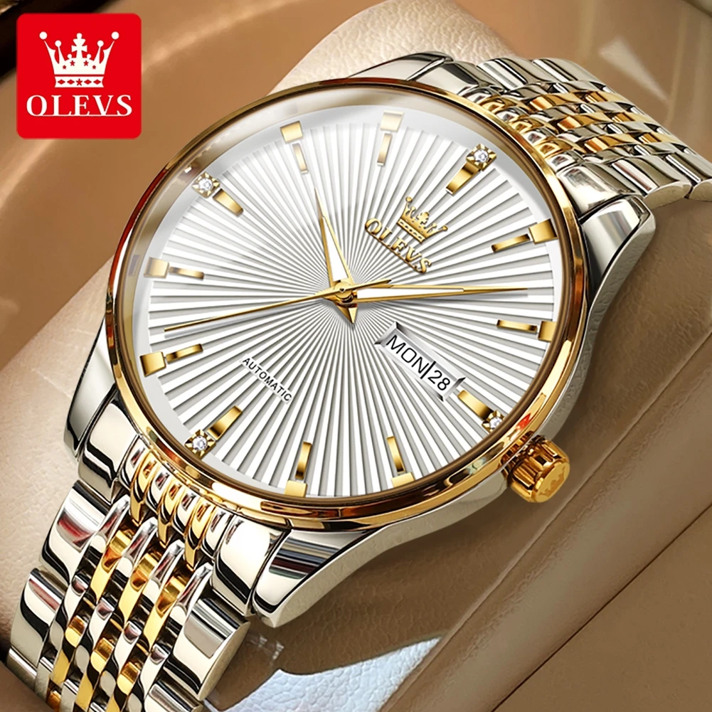 

OLEVS Top Brand Luxury Men Automatic Mechanical Watch Dual Calendar Waterproof Wrist Watch Men Fashion Trend Original Male Watch