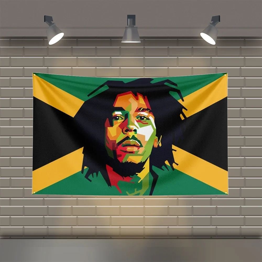 Reggae Inspired Rasta Tapestry Red Yellow Green Wall Hanging Music Room Garage Decor Vibes Art without flagpole Quick Setup
